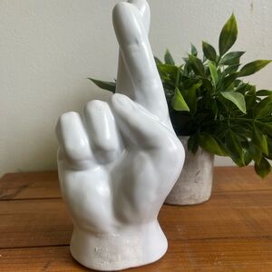 Large Ceramic White Hand New Weird Odd Pop Art